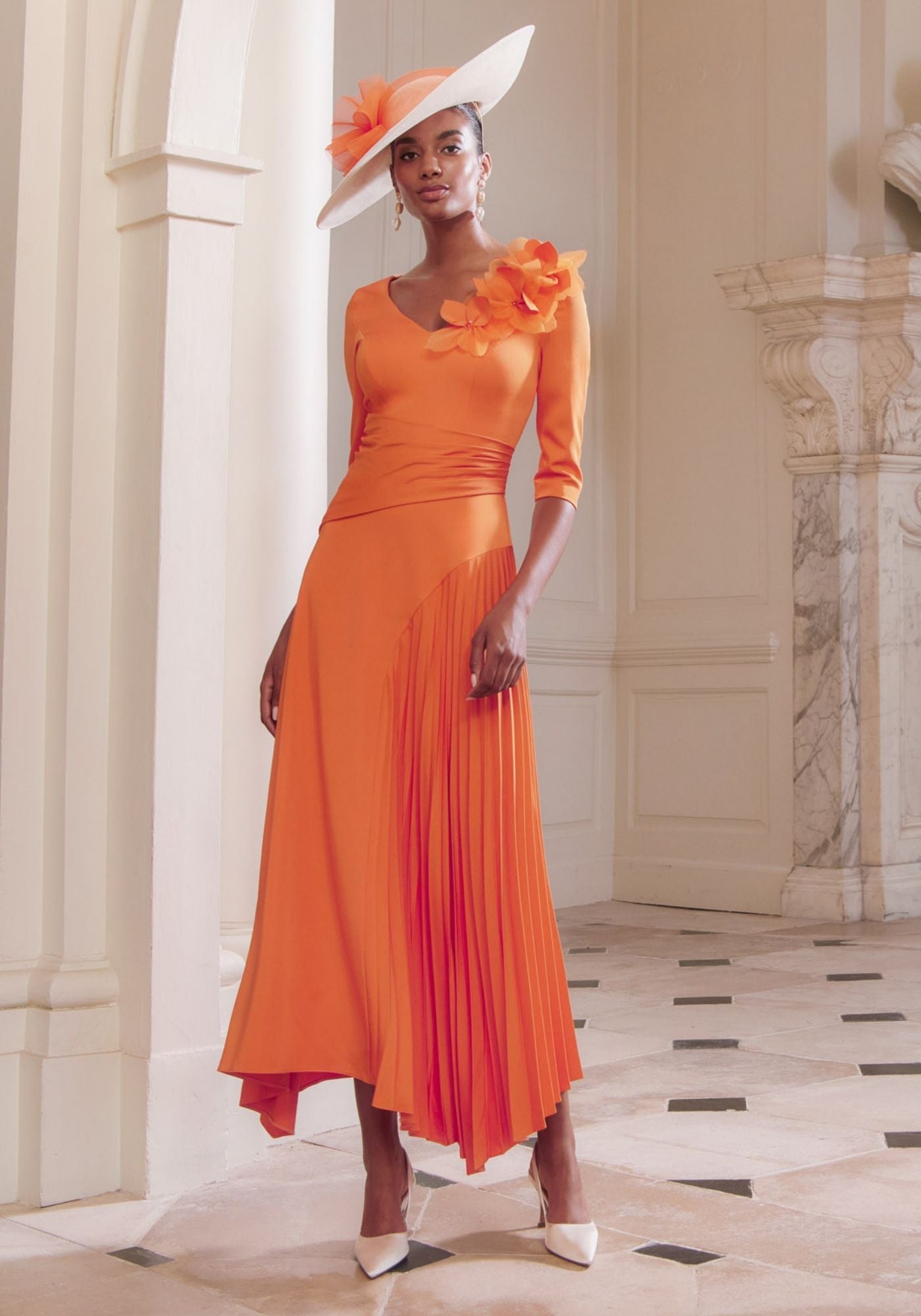 alexis shayanne embellished crepe midi dress 29352 Draped Crepe Midi Dress with Plissé Skirt
