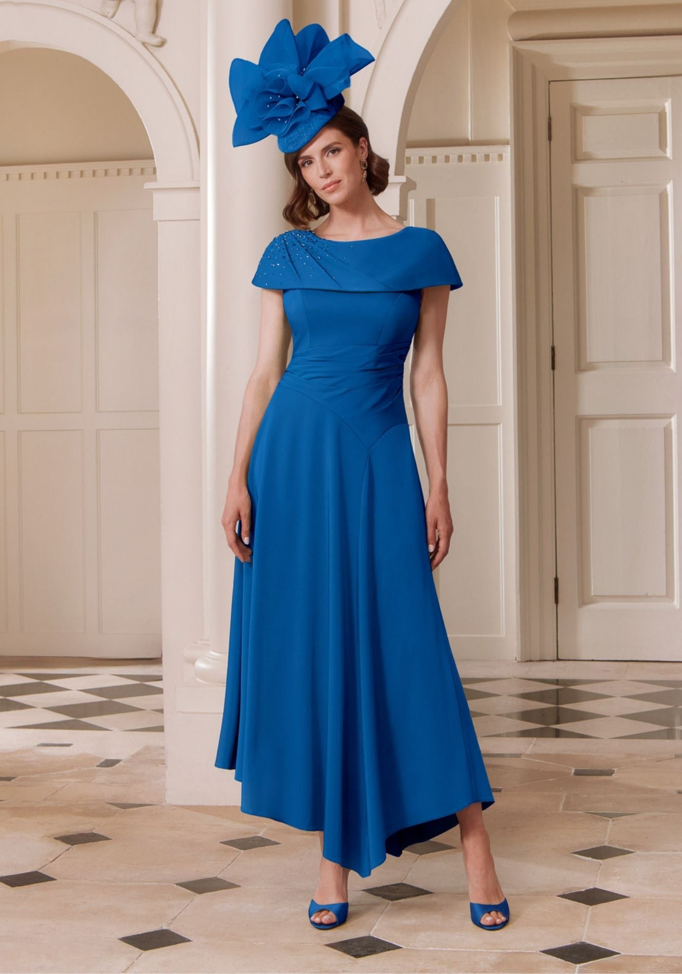 29313 Bardot Crepe Dress with Beaded Collar | Mother of the Bride