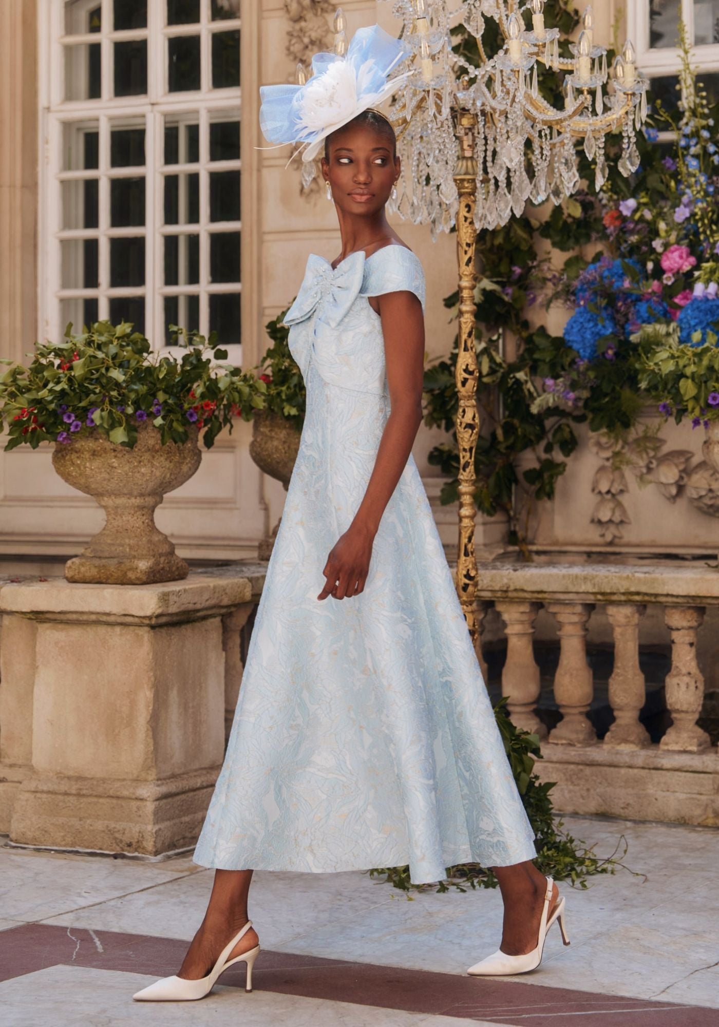 29342 Bardot Dress with Beaded Bow Bodice | Mother of the Bride John Charles 29342 Bardot Dress with Beaded Bow Bodice | Mother of the Bride John Charles