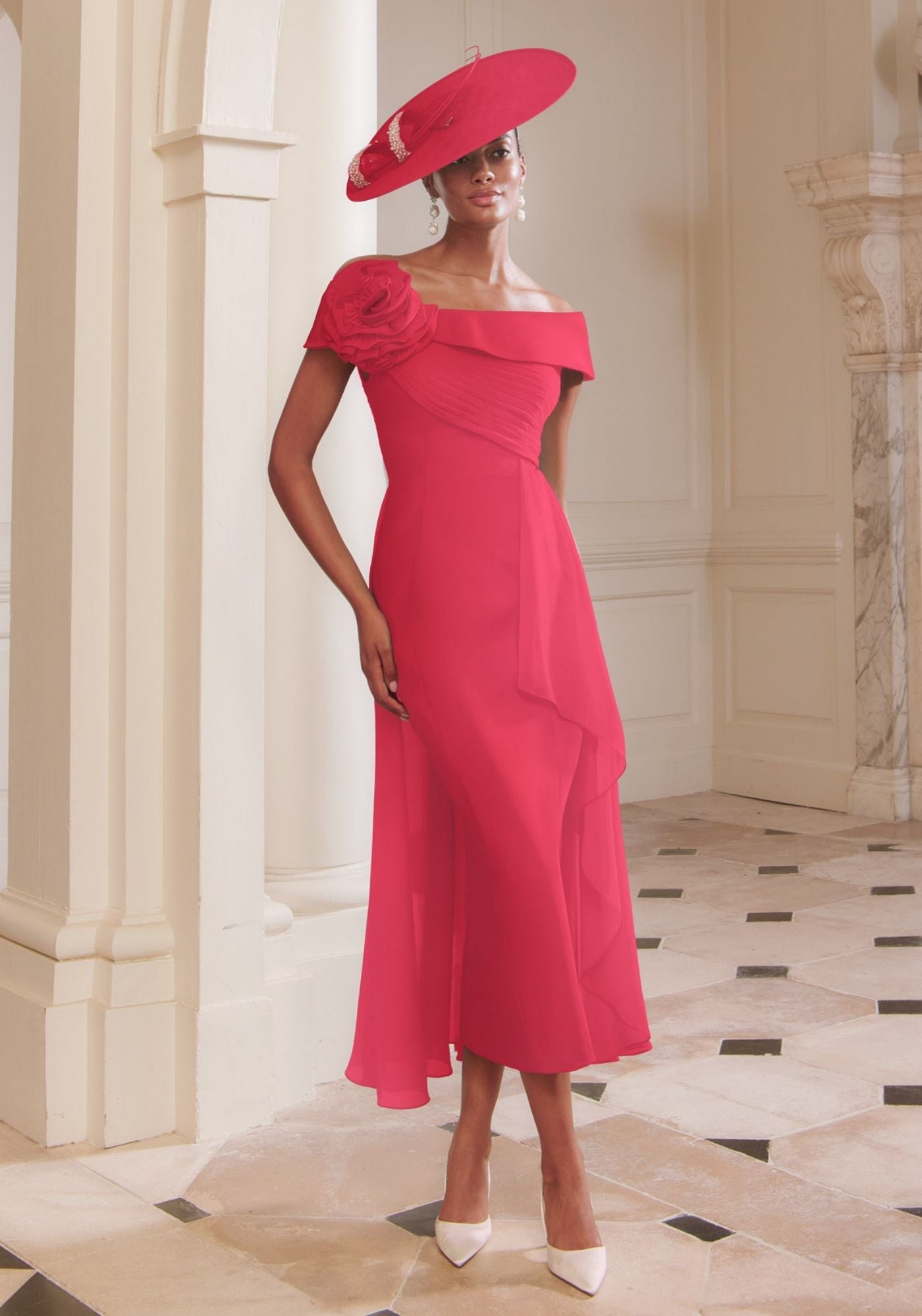 john charles evening dresses John Charles 66688 A-Line Midi Occasion Dress Navy Rouge Boutique Inverness